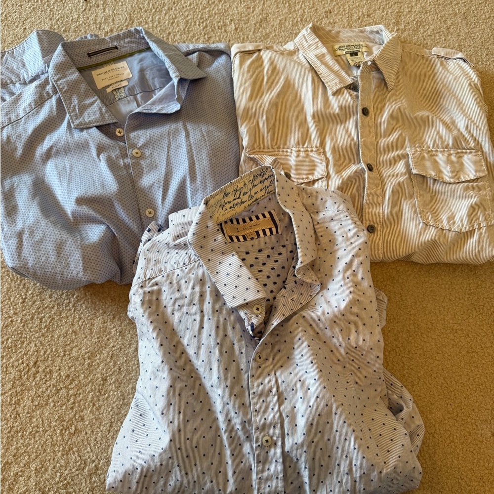 Casual Light Blue Men's Button-Down Shirt set 3